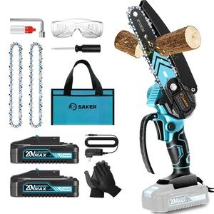 Saker Mini Chainsaw, Portable Electric Cordless Chainsaw, Battery Powered